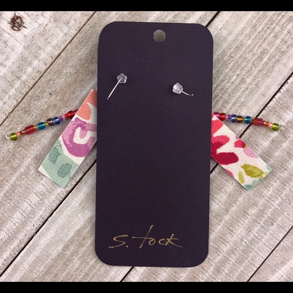 NWT Earrings Glass Beaded, Fabric, Dangle Earrings - Picture 6 of 6